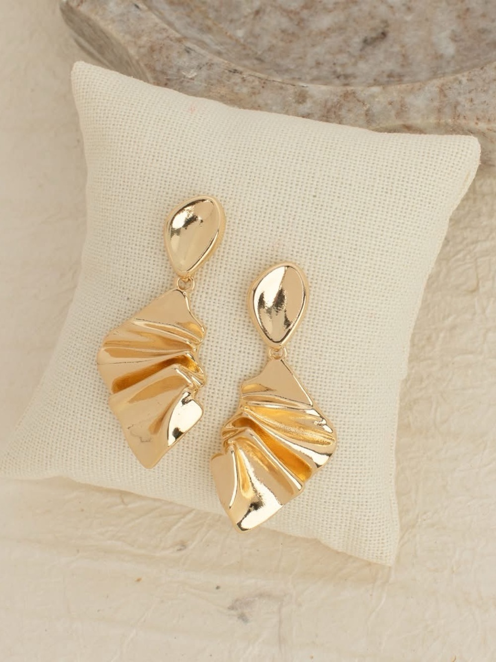 Bloom Gold Draped Leaf Drop Earrings - Beautiful Women’s Jewelry